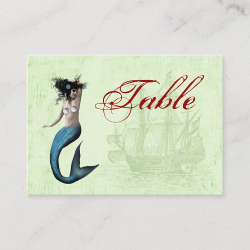 Pirate Mermaid Table Number Cards Business Card Template