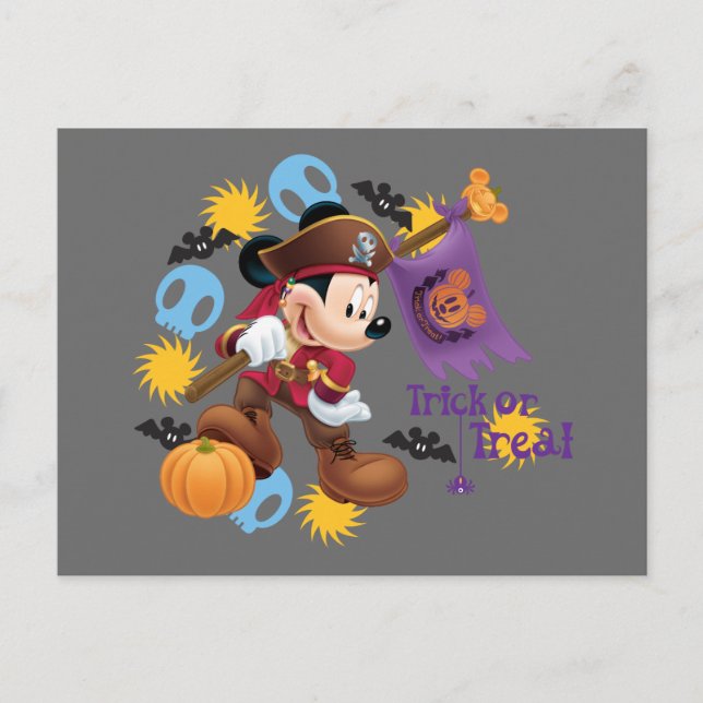 Pirate Mickey Mouse | Trick or Treat Postcard (Front)