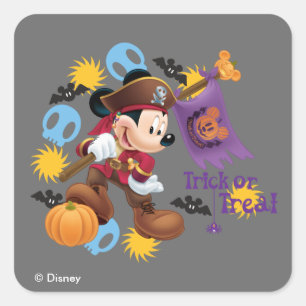 Pirate Mickey Mouse   Trick or Treat Square Sticker