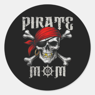 Pirate Mom Jolly Roger Flag And Skull Crossbones H Classic Round Sticker