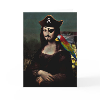 Pirate Mona Lisa with Eye Patch Holiday Card