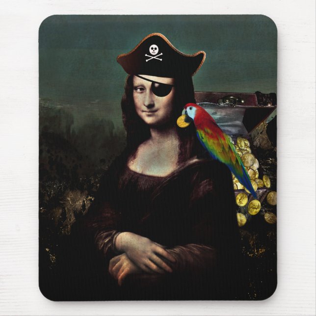 Pirate Mona Lisa with Eye Patch Mouse Pad (Front)