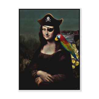 Pirate Mona Lisa with Eye Patch Postcard
