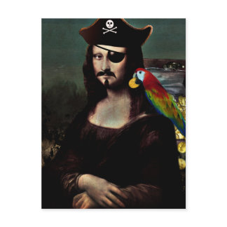 Pirate Mona Lisa with Eye Patch Postcard