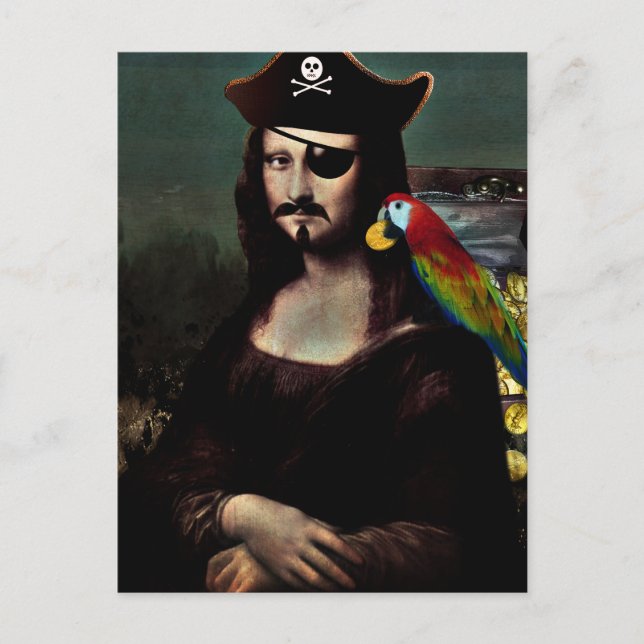 Pirate Mona Lisa with Eye Patch Postcard (Front)