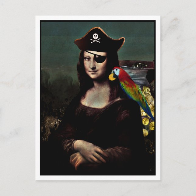 Pirate Mona Lisa with Eye Patch Postcard (Front)