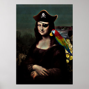 Pirate Mona Lisa with Eye Patch Poster
