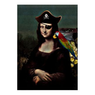 Pirate Mona Lisa with Eye Patch Poster