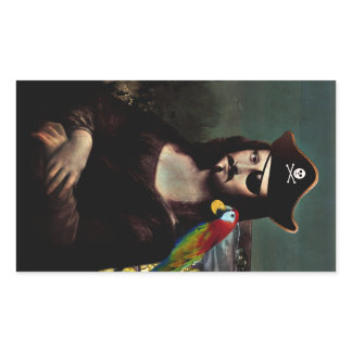 Pirate Mona Lisa with Eye Patch Rectangular Sticker