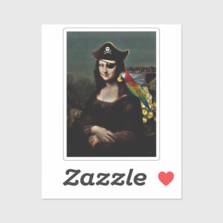 Pirate Mona Lisa with Eye Patch Sticker