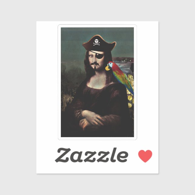 Pirate Mona Lisa with Eye Patch Sticker (Sheet)