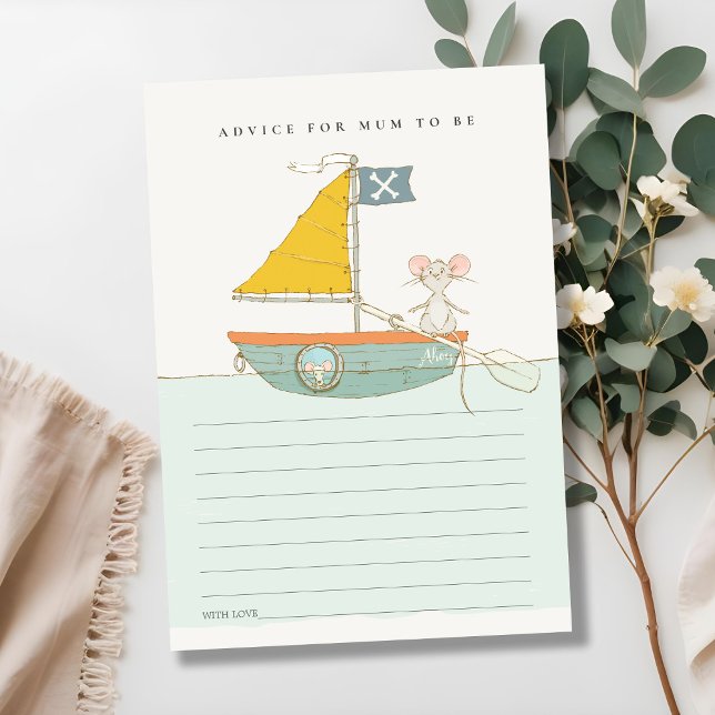 Pirate Mouse Sailboat Advice For Mum Baby Shower Enclosure Card (Creator Uploaded)