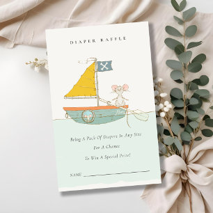 Pirate Mouse Sailboat Diaper Raffle Baby Shower Enclosure Card