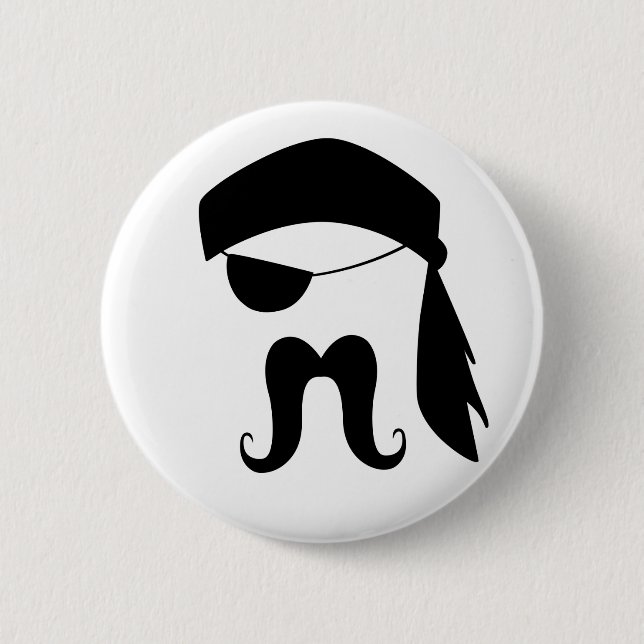 Pirate Mustache Pinback Button (Front)