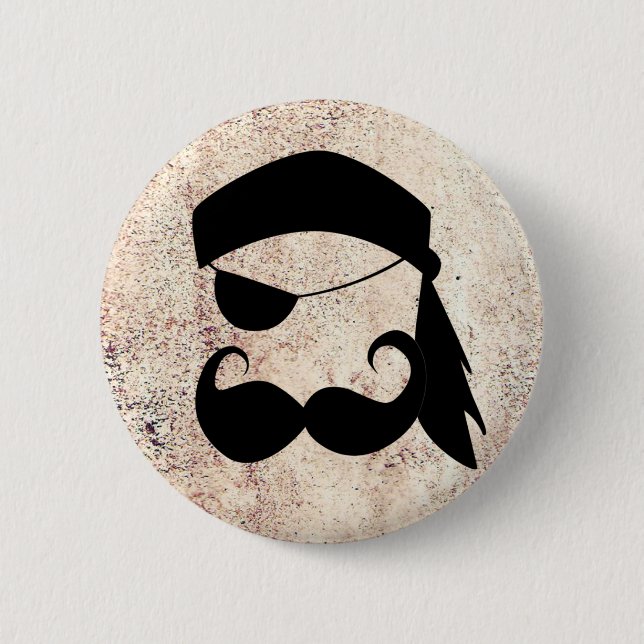 Pirate Mustache Pinback Button (Front)