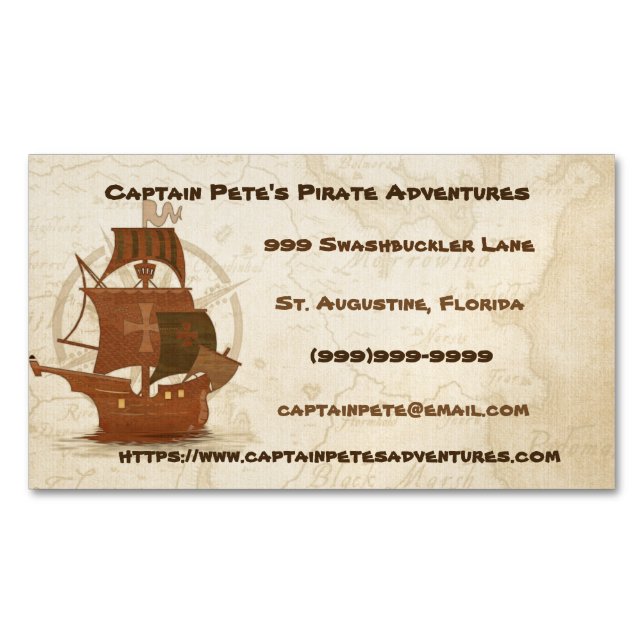 Pirate Mystery Ship Business Card Magnet (Front)
