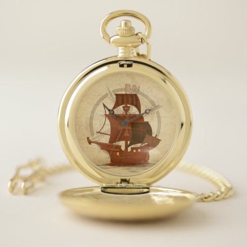 Pirate Mystery Ship Pocket Watch