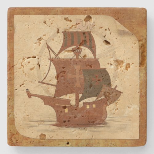 Pirate Mystery Ship Stone Coaster