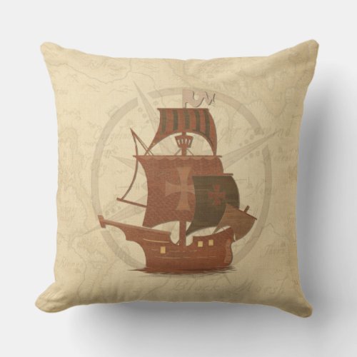 Pirate Mystery Ship Throw Pillow