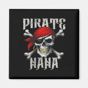 Pirate Nana Jolly Roger Flag And Skull Crossbones Magnet