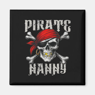 Pirate Nanny Jolly Roger Flag And Skull Crossbones Magnet