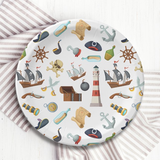 Pirate Nautical Icons Paper Plates (Creator Uploaded)