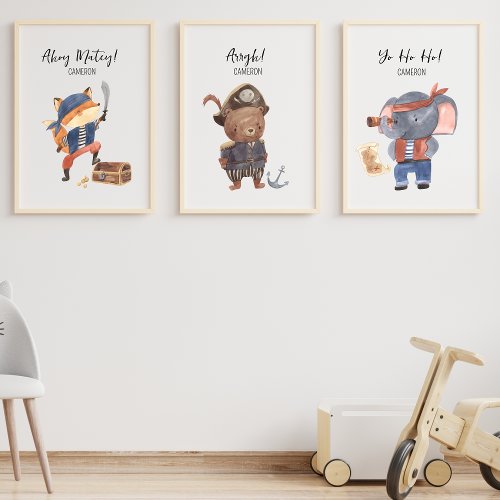 Pirate Nursery Decor Personalized Text Name Wall Art Sets