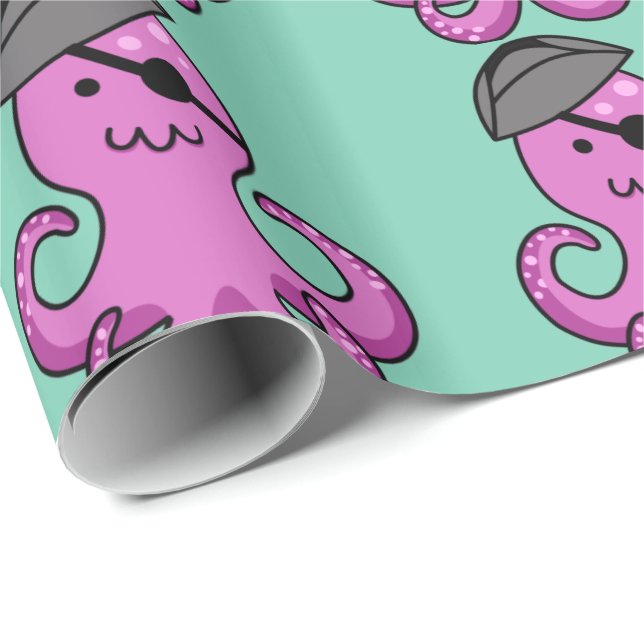 Pirate Octopus Custom Wrapping Paper (Roll Corner)