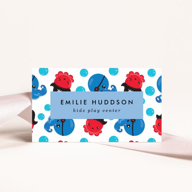 Pirate Octopus, Kids Play Center, Activity Center Business Card (Creator Uploaded)