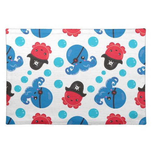 Pirate Octopus Octopus Pattern Sea Animals Cloth Placemat