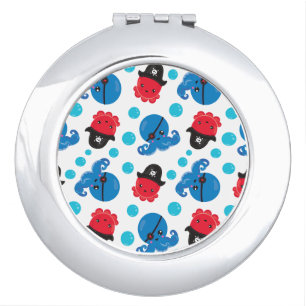 Pirate Octopus, Octopus Pattern, Sea Animals Compact Mirror