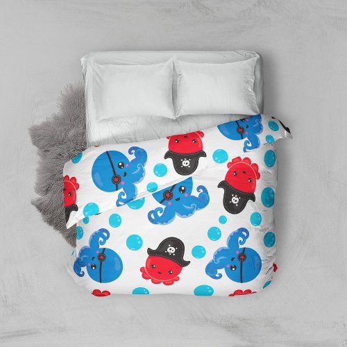 Pirate Octopus Octopus Pattern Sea Animals Duvet Cover