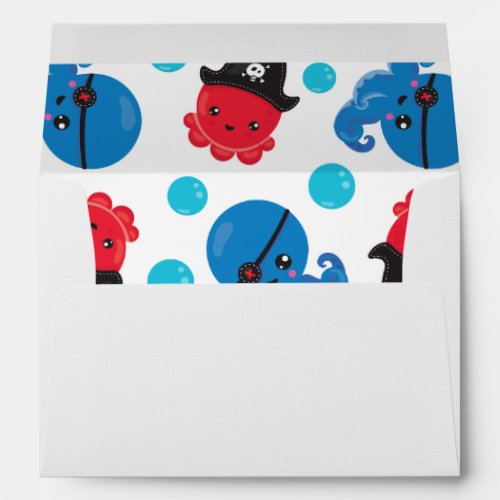 Pirate Octopus Octopus Pattern Sea Animals Envelope