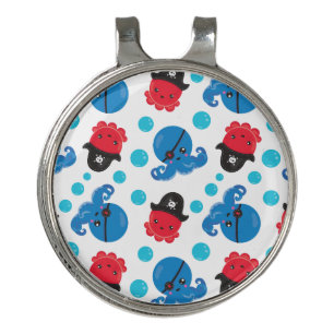 Pirate Octopus, Octopus Pattern, Sea Animals Golf Hat Clip