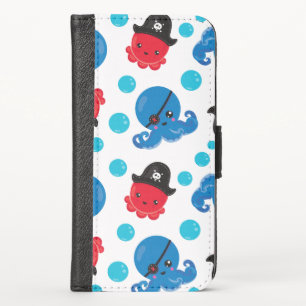 Pirate Octopus, Octopus Pattern, Sea Animals iPhone X Wallet Case
