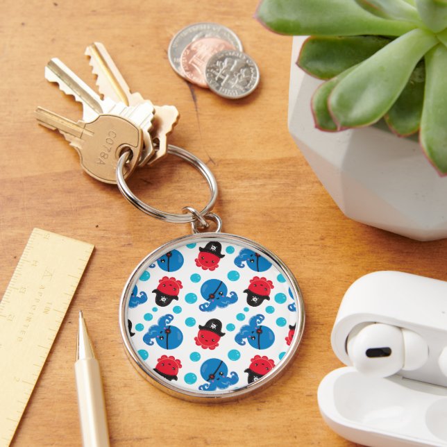 Pirate Octopus, Octopus Pattern, Sea Animals Keychain (Desk)