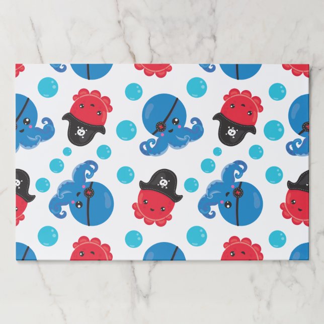 Pirate Octopus, Octopus Pattern, Sea Animals Paper Pad (Front)