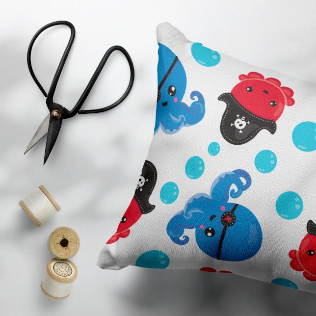 Pirate Octopus, Octopus Pattern, Sea Animals Pillow Case (Creator Uploaded)