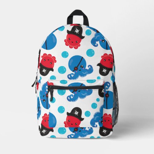 Pirate Octopus Octopus Pattern Sea Animals Printed Backpack