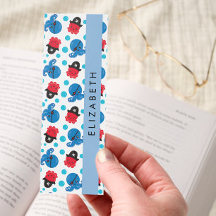 Pirate Octopus, Octopus Pattern, Sea, Your Name Bookmarks