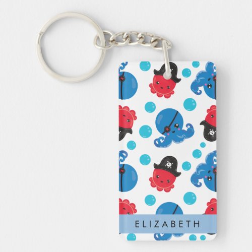 Pirate Octopus Octopus Pattern Sea Your Name Keychain