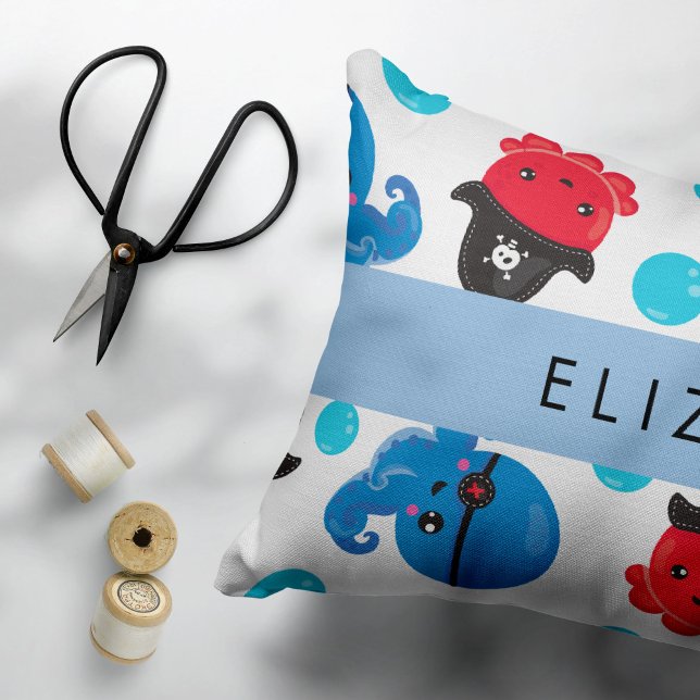 Pirate Octopus, Octopus Pattern, Sea, Your Name Pillow Case (Creator Uploaded)