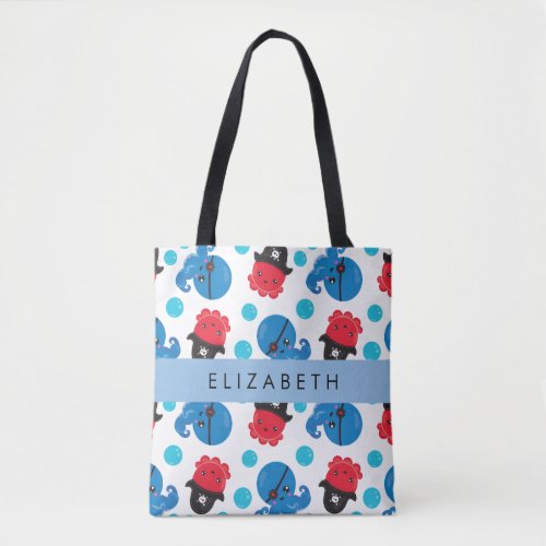 Pirate Octopus Octopus Pattern Sea Your Name Tote Bag