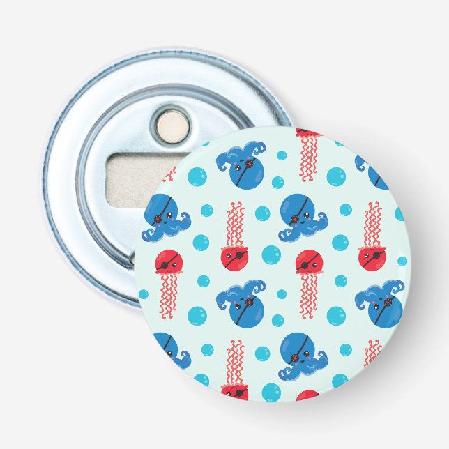 Pirate Octopus, Pirate Jellyfish, Sea Animals Bottle Opener (Front)