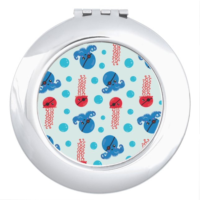 Pirate Octopus, Pirate Jellyfish, Sea Animals Compact Mirror (Front)