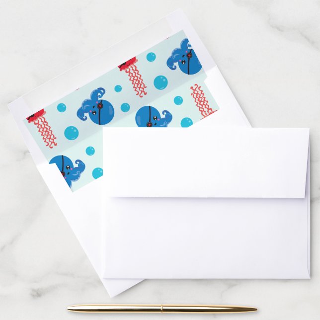 Pirate Octopus, Pirate Jellyfish, Sea Animals Envelope Liner (Desk)