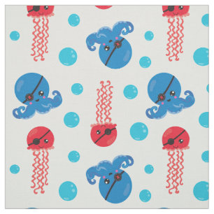 Pirate Octopus, Pirate Jellyfish, Sea Animals Fabric