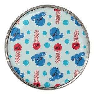 Pirate Octopus, Pirate Jellyfish, Sea Animals Golf Ball Marker