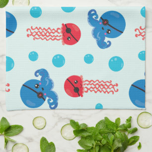 Pirate Octopus, Pirate Jellyfish, Sea Animals Kitchen Towel