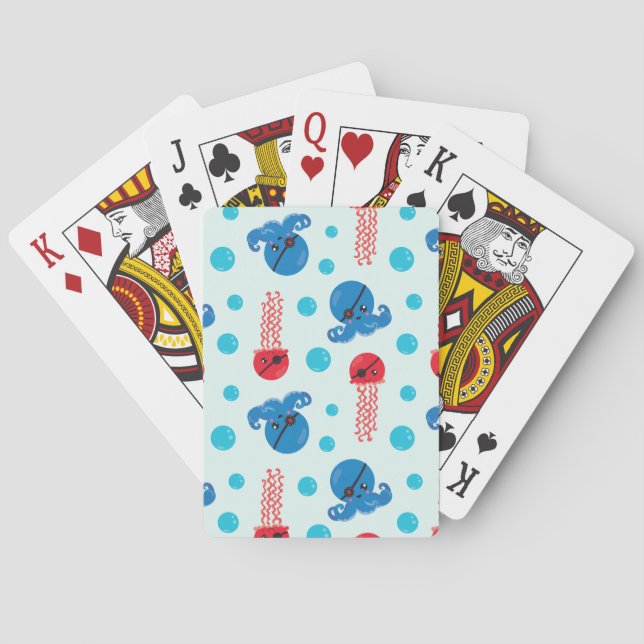 Pirate Octopus, Pirate Jellyfish, Sea Animals Poker Cards (Back)